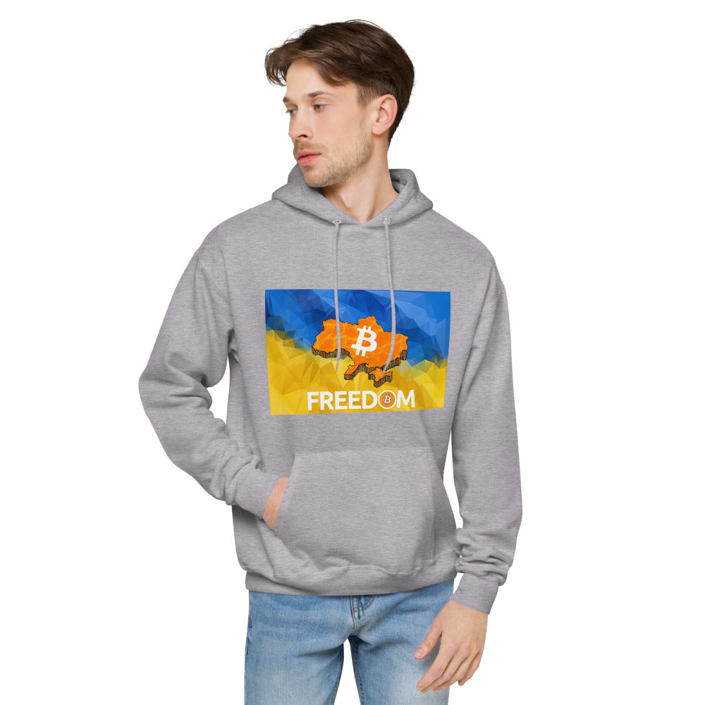 Ukraine Flag + Bitcoin Freedom Unisex fleece hoodie