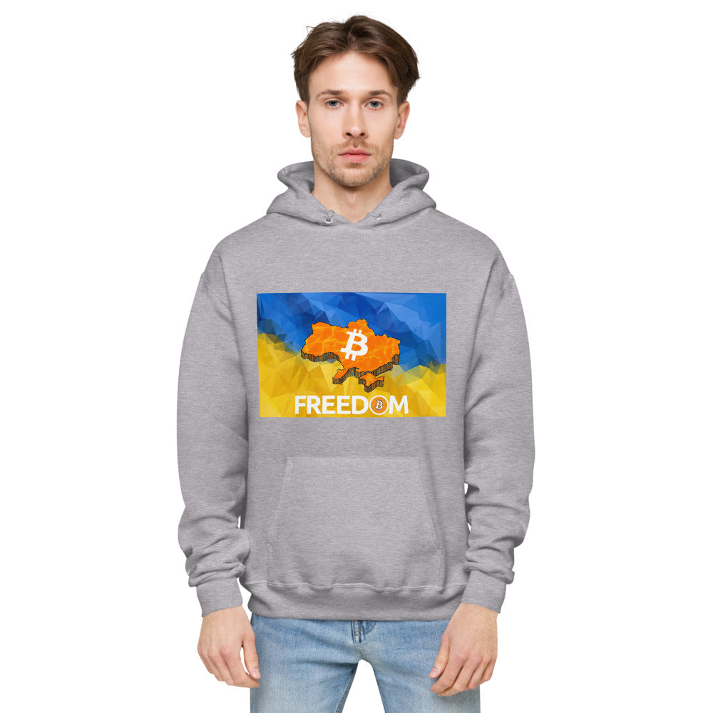 Ukraine Flag + Bitcoin Freedom Unisex fleece hoodie