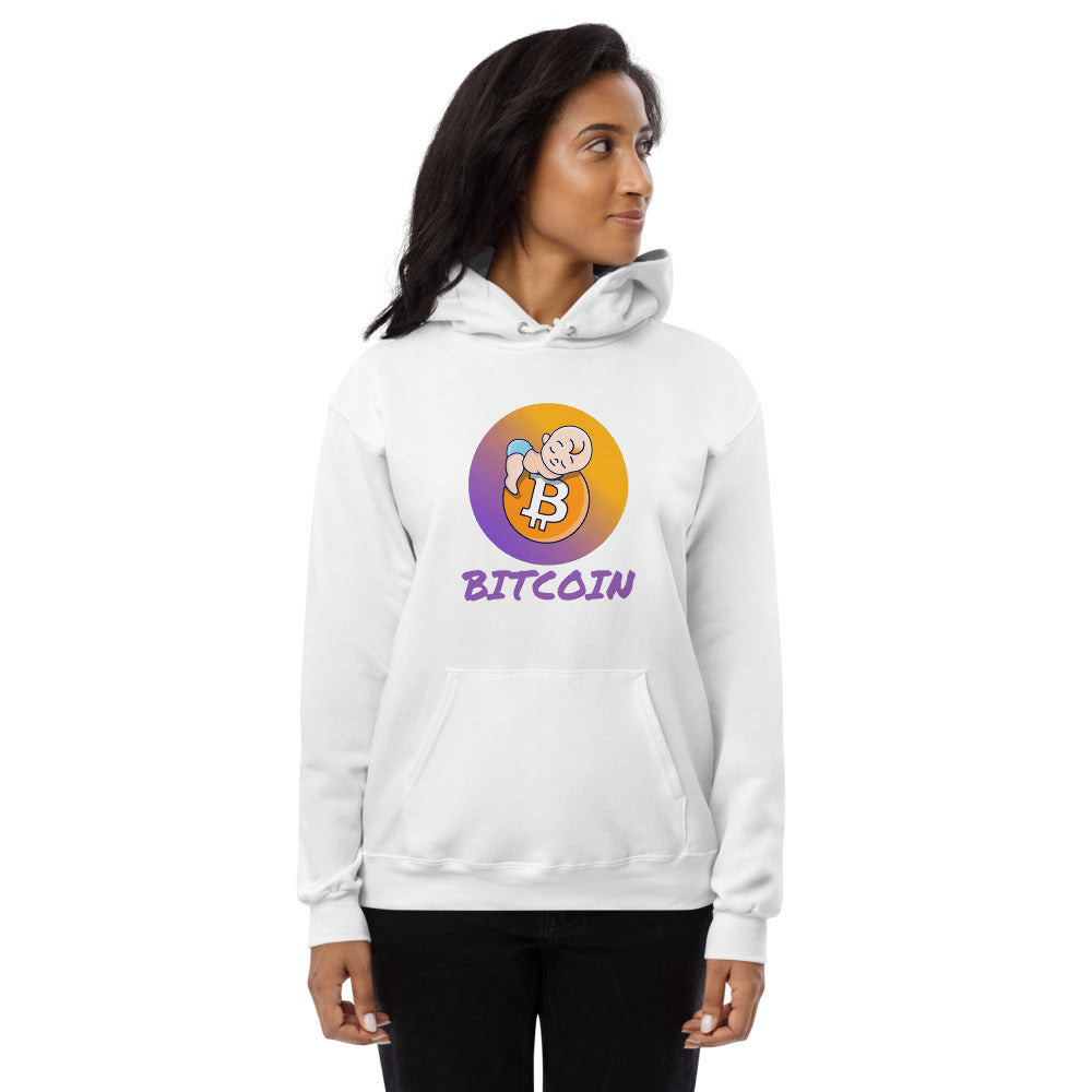 Bitcoin Baby Unisex fleece hoodie, white, by PhilanthroBit