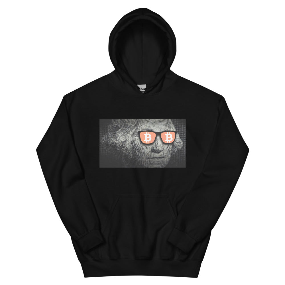 Washington with Bitcoin Glasses Unisex Hoodie