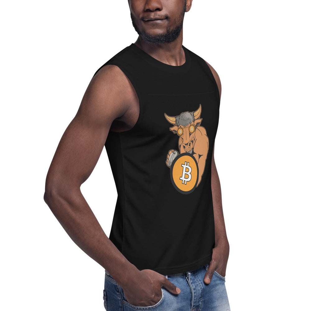 Bitcoin Bull Printed Muscle Shirt | By PhilanthroBit