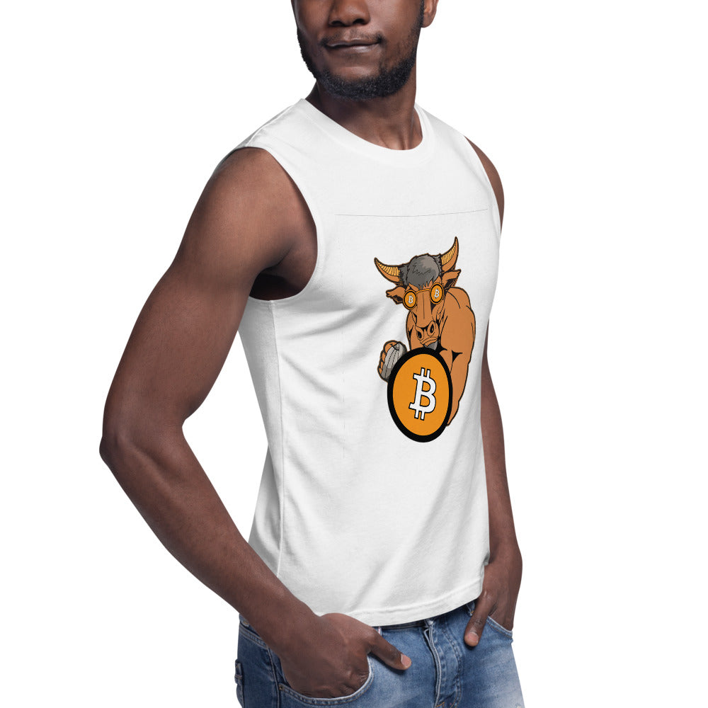 Bitcoin Bull Printed Muscle Shirt | By PhilanthroBit