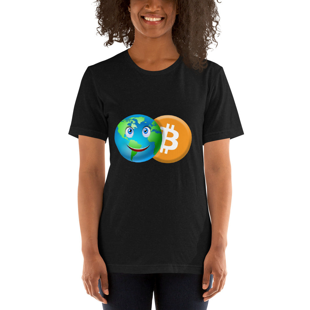 Bitcoin Smiling World Short-Sleeve Unisex T-Shirt