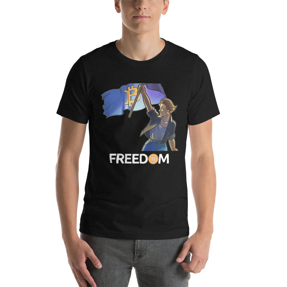 Bitcoin Freedom Flag - Lady Liberty Short-Sleeve Unisex T-Shirt | By PhilanthroBit