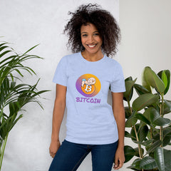 Bitcoin Baby Short-Sleeve Unisex T-Shirt, Heather Blue tee, by PhilanthroBit