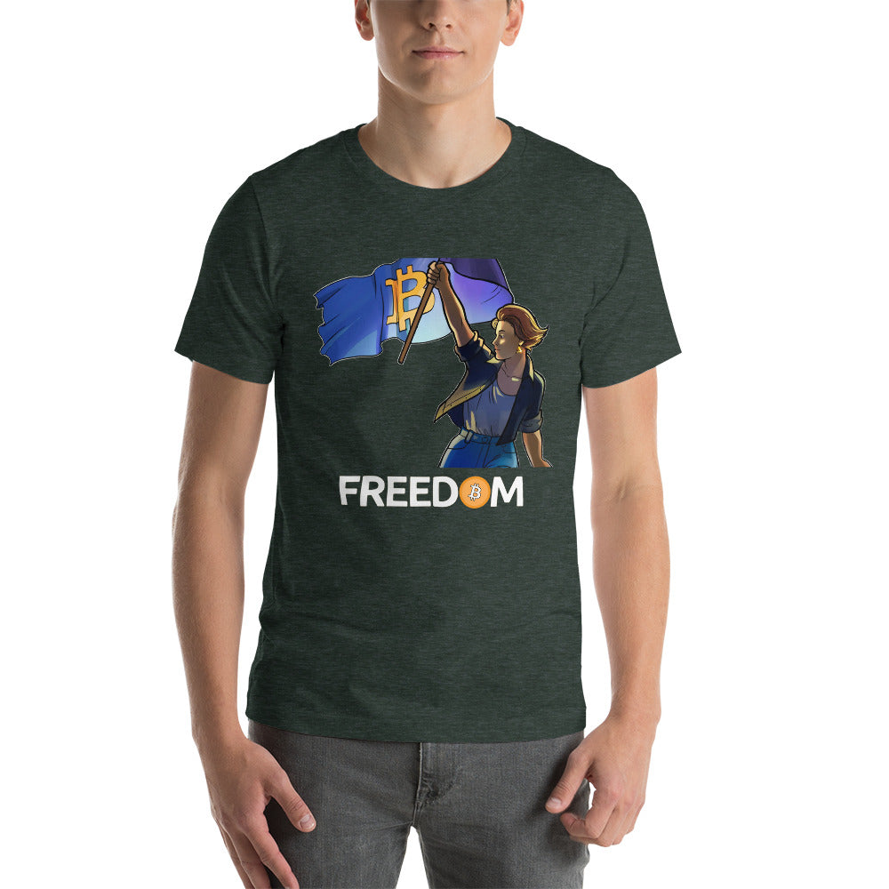 Bitcoin Freedom Flag - Lady Liberty Short-Sleeve Unisex T-Shirt | By PhilanthroBit