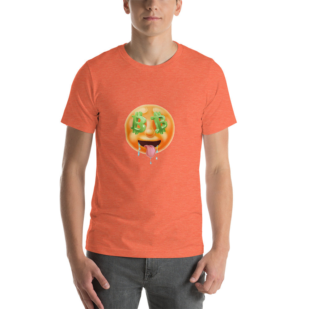 Drooling over Bitcoin (large emoji) Short-Sleeve Unisex T-Shirt