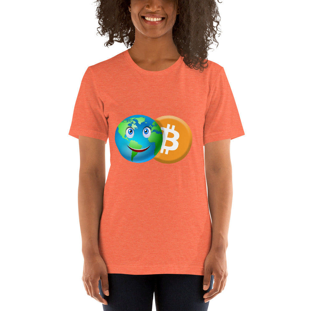 Bitcoin Smiling World Short-Sleeve Unisex T-Shirt