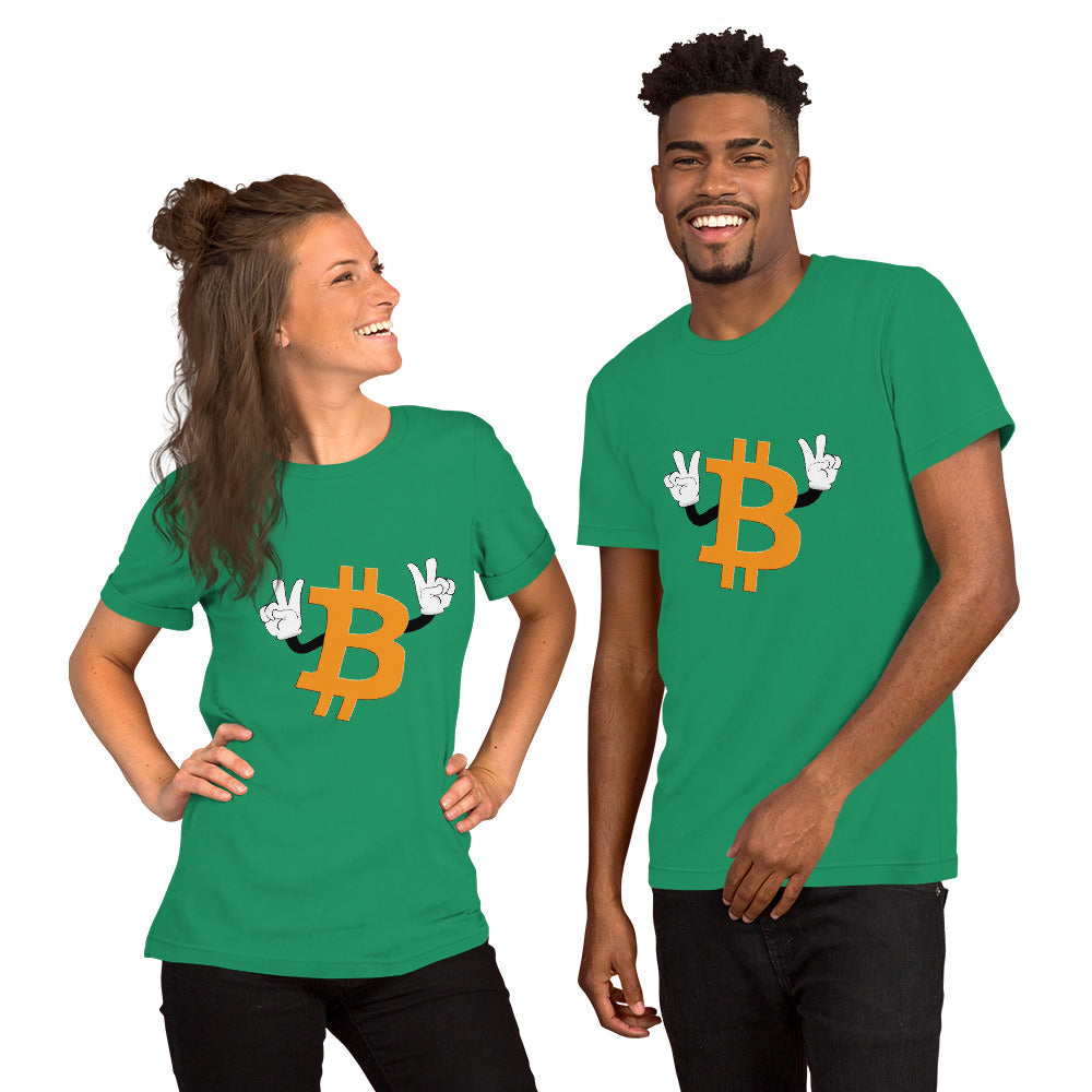 Bitcoin Peace Sign Short-Sleeve Unisex T-Shirt