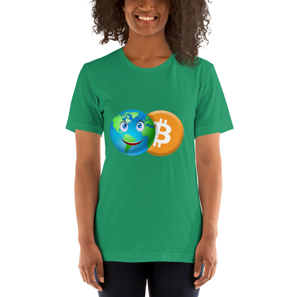 Bitcoin Smiling World Short-Sleeve Unisex T-Shirt