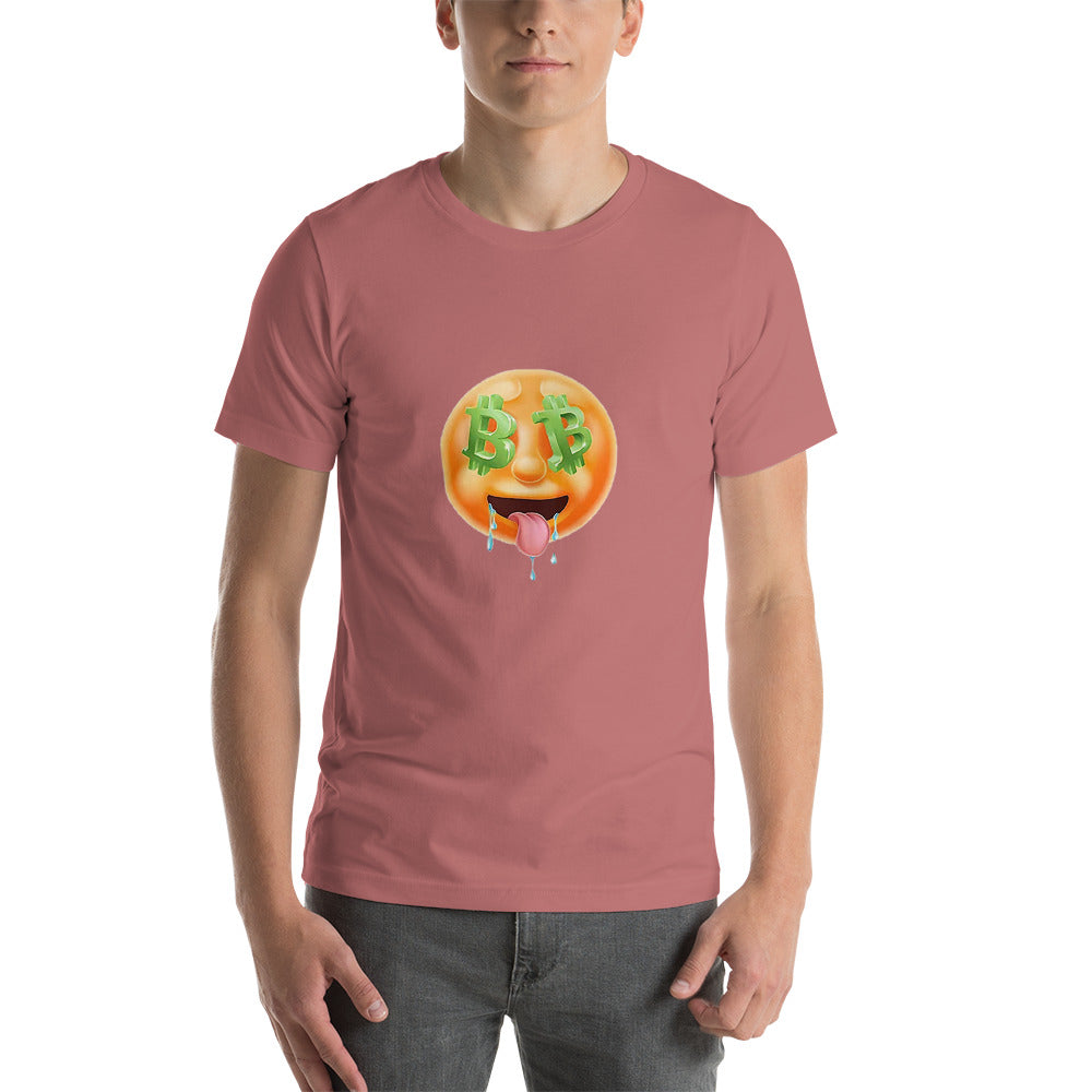 Drooling over Bitcoin (large emoji) Short-Sleeve Unisex T-Shirt