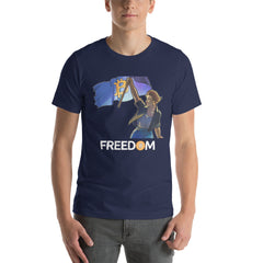 Bitcoin Freedom Flag - Lady Liberty Short-Sleeve Unisex T-Shirt | By PhilanthroBit