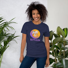 Bitcoin Baby Short-Sleeve Unisex T-Shirt, Navy Blue tee, by PhilanthroBit