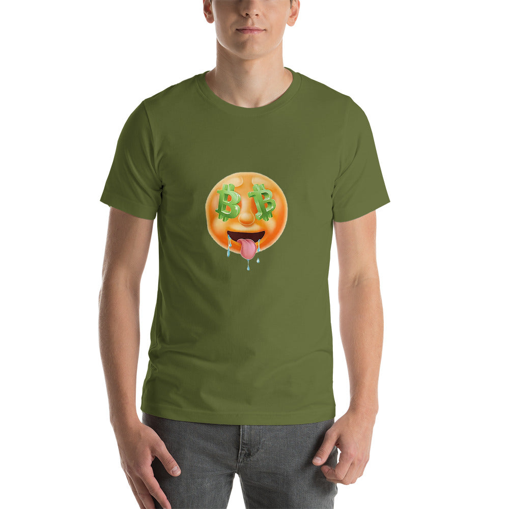 Drooling over Bitcoin (large emoji) Short-Sleeve Unisex T-Shirt