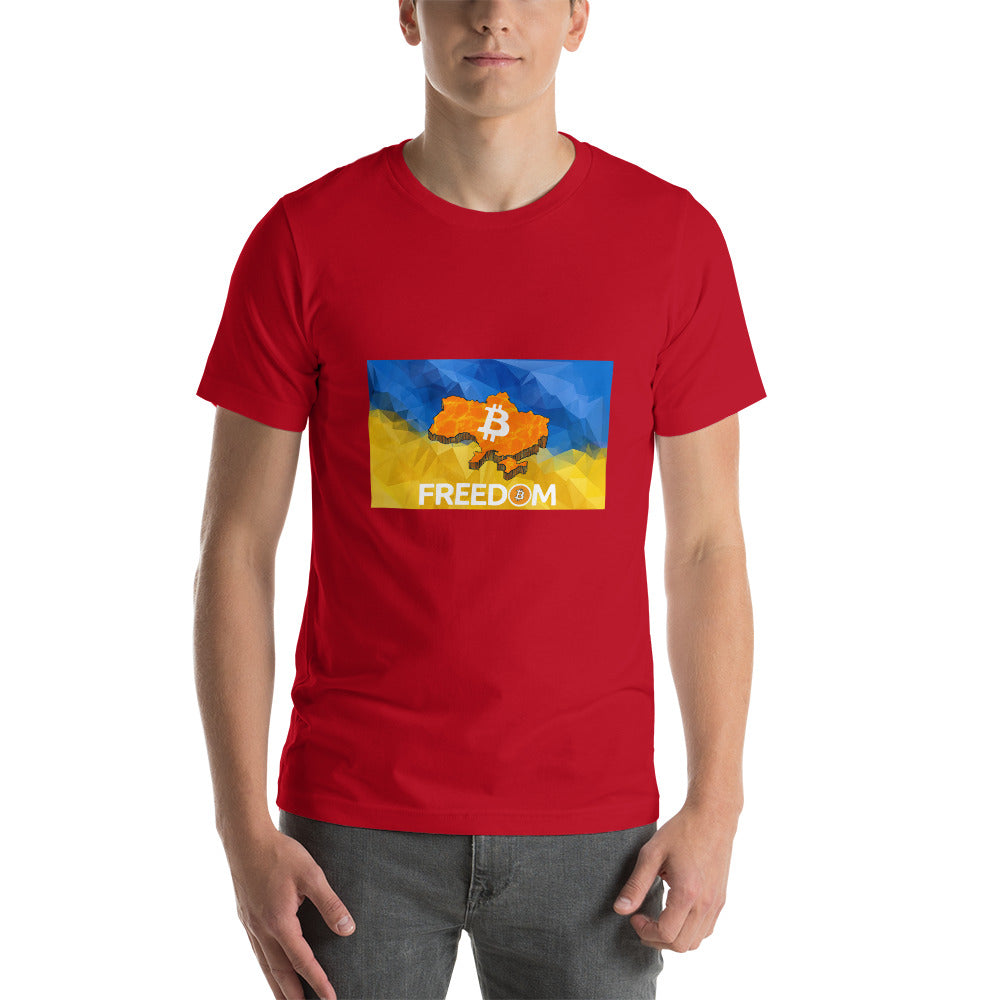 Ukraine Flag & Bitcoin Short-Sleeve Unisex T-Shirt