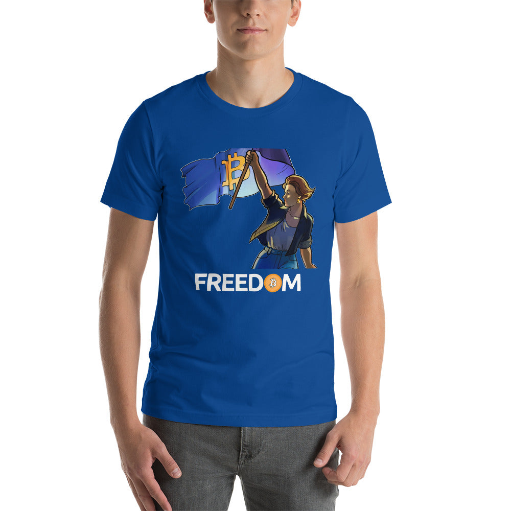 Bitcoin Freedom Flag - Lady Liberty Short-Sleeve Unisex T-Shirt | By PhilanthroBit