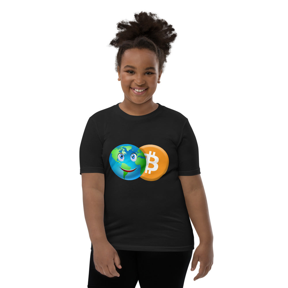 Bitcoin Smiling World Youth Short Sleeve T-Shirt