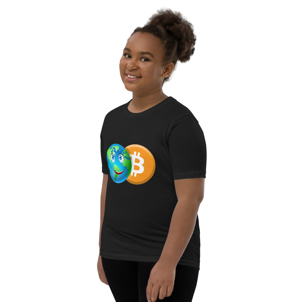 Bitcoin Smiling World Youth Short Sleeve T-Shirt