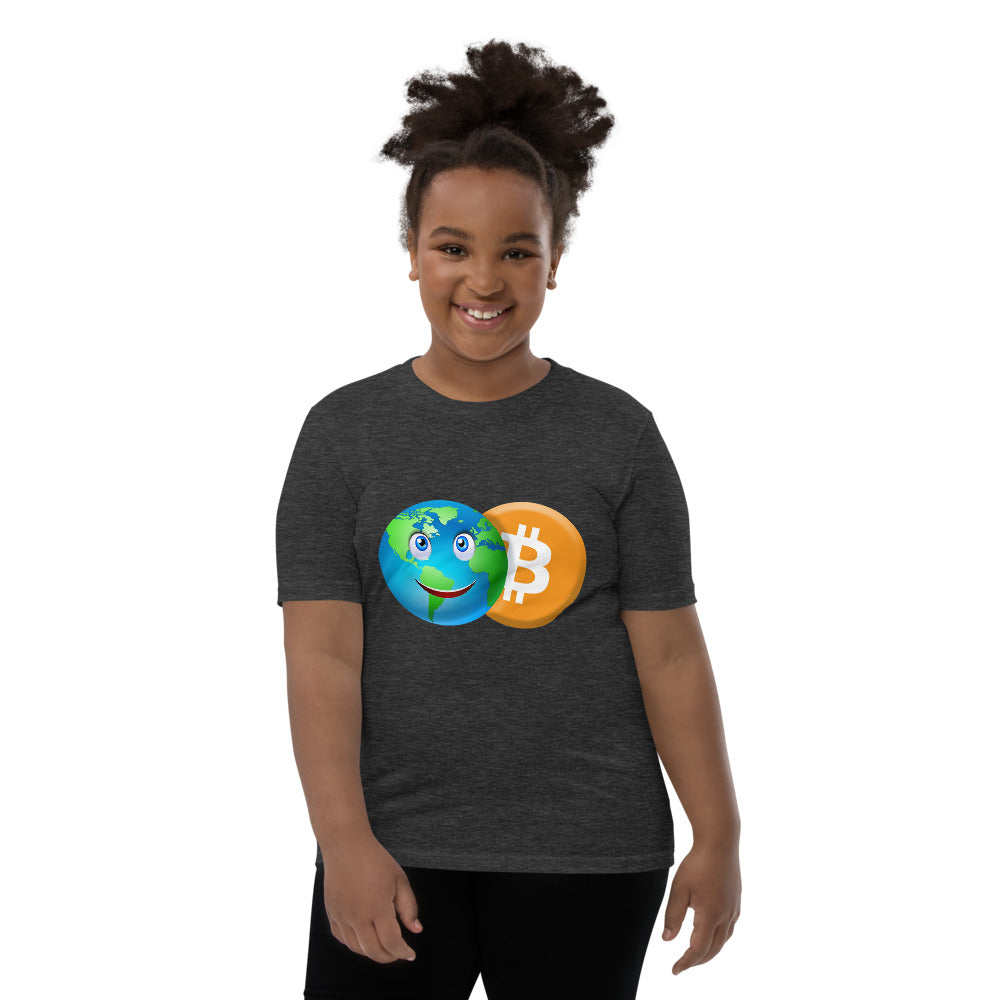 Bitcoin Smiling World Youth Short Sleeve T-Shirt