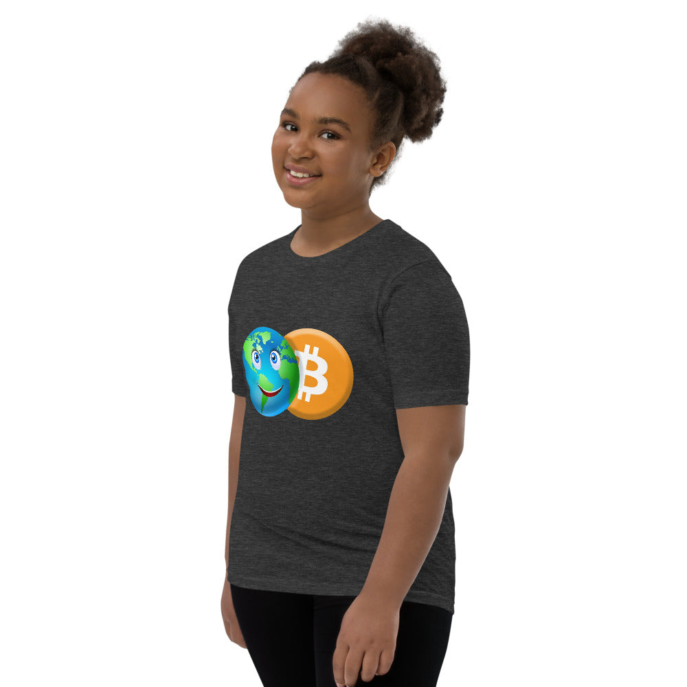 Bitcoin Smiling World Youth Short Sleeve T-Shirt