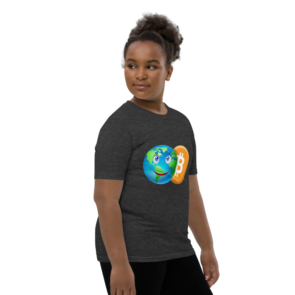 Bitcoin Smiling World Youth Short Sleeve T-Shirt