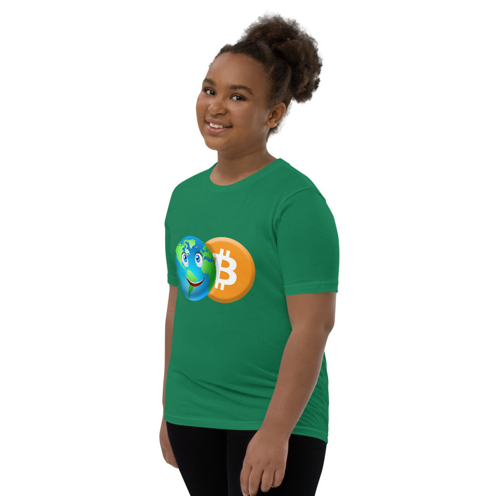 Bitcoin Smiling World Youth Short Sleeve T-Shirt