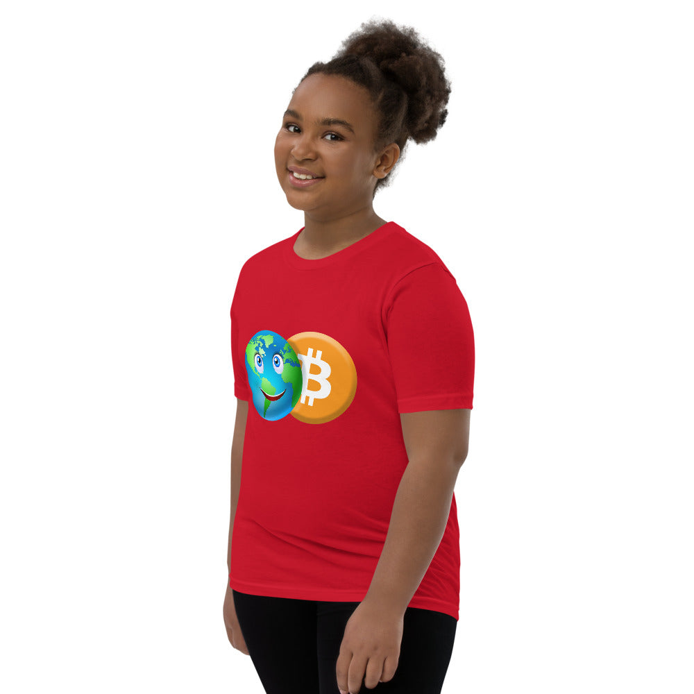 Bitcoin Smiling World Youth Short Sleeve T-Shirt