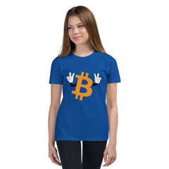 Bitcoin Peace Sign Youth Short Sleeve T-Shirt