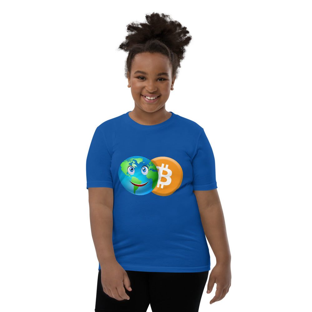 Bitcoin Smiling World Youth Short Sleeve T-Shirt