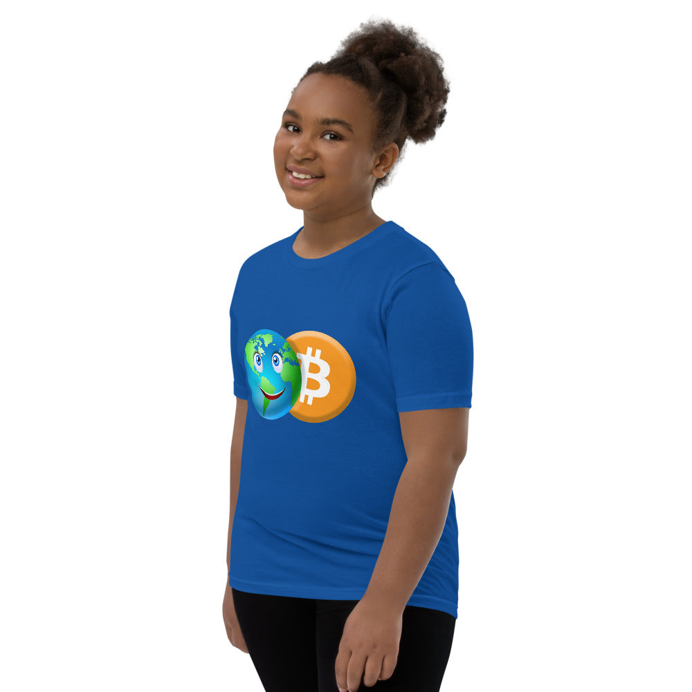 Bitcoin Smiling World Youth Short Sleeve T-Shirt