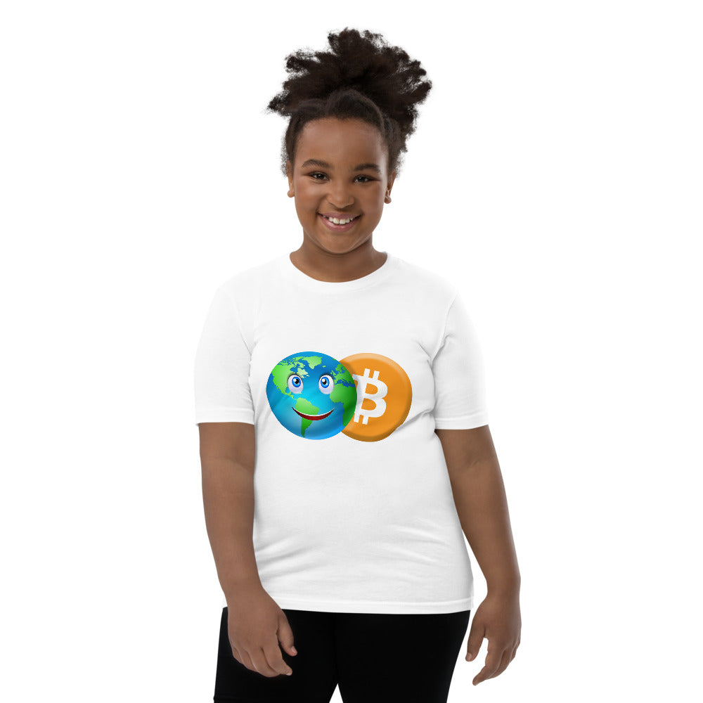 Bitcoin Smiling World Youth Short Sleeve T-Shirt