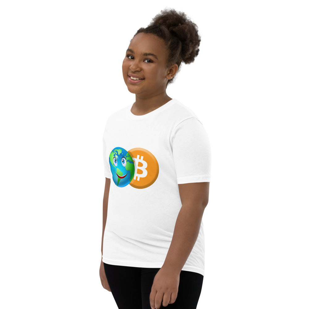 Bitcoin Smiling World Youth Short Sleeve T-Shirt